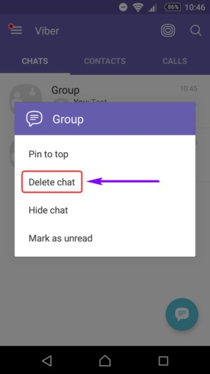 borrar mensajes de grupo de viber 3