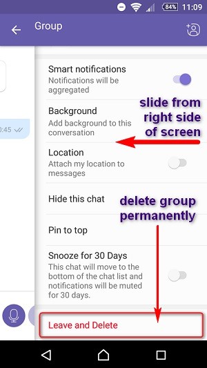 hapus pesan grup di aplikasi Viber 4