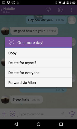 supprimer les messages sélectifs de viber 