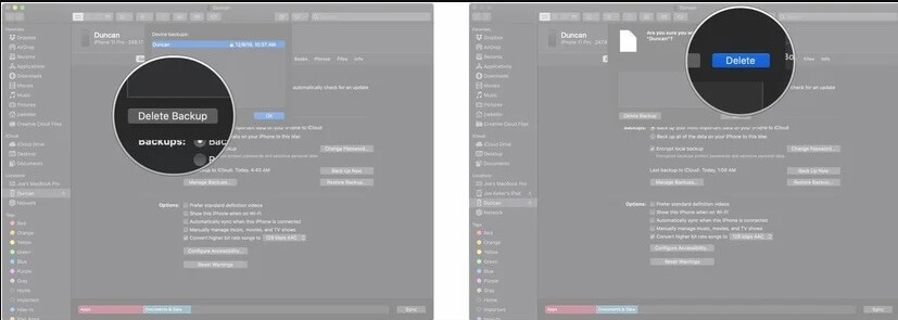 deleting iTunes backup 5