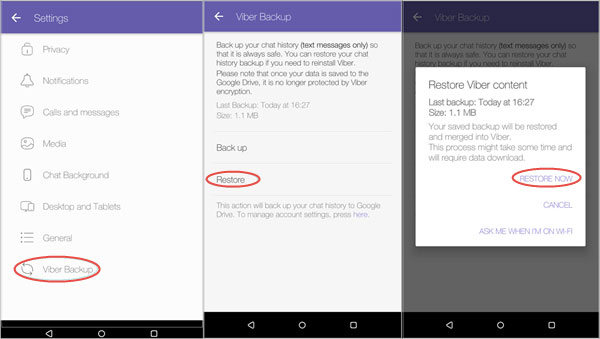 find delete restore viber on google drive 6