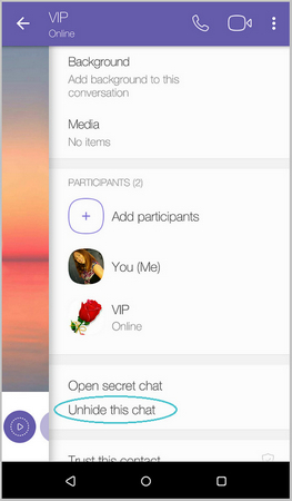 viber messenger hide app on android