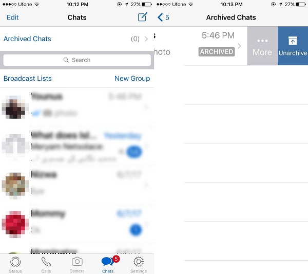 Iphone löschen whatsapp archivierte bei chats WhatsApp Chat