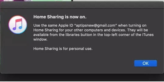 new itunes home sharing on