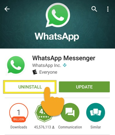 how to uninstall whatsapp 8