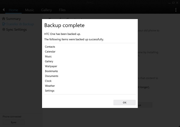 htc sync manager backup