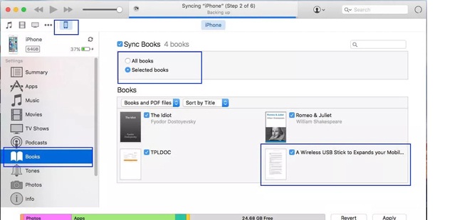 ibooks مزامنة itunes