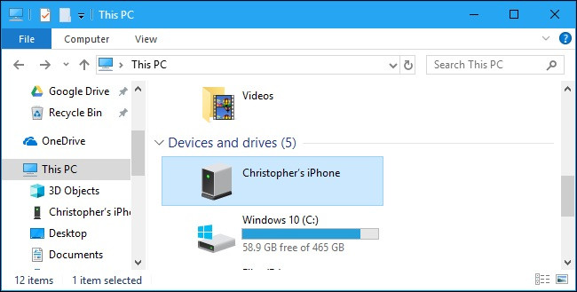 importation de photos iphone vers windows 3