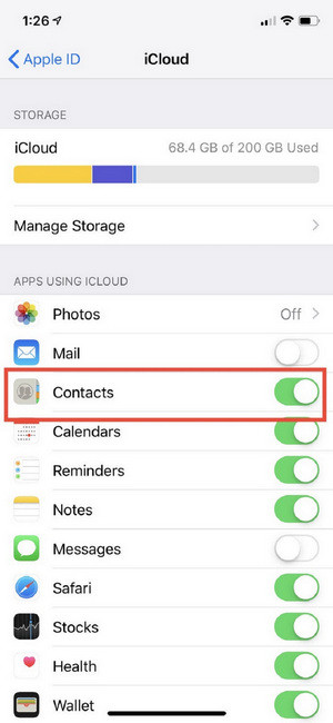 Backup de contatos do iPhone 3