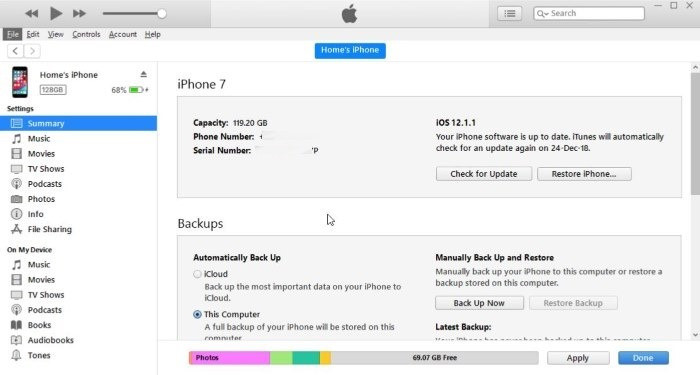 Backup de contatos do iPhone 8