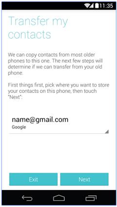 Transfer kontak Motorola Migrate