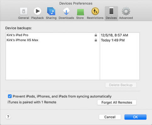 itunes default backup folder