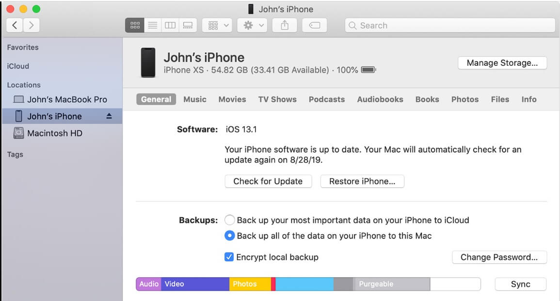 iTunes backup password encryption