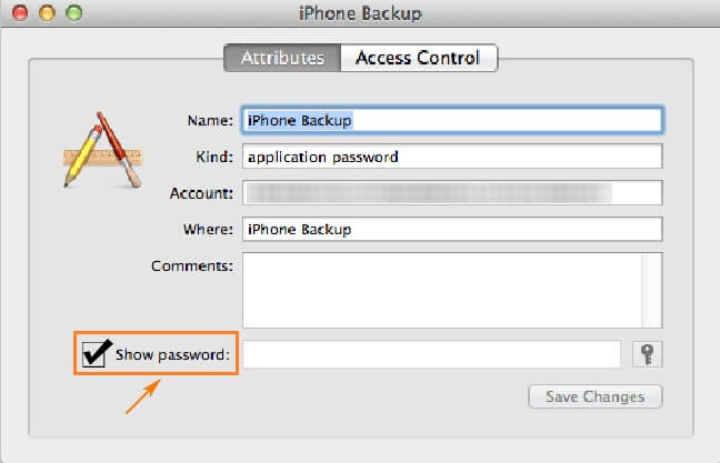 show iTunes backup password