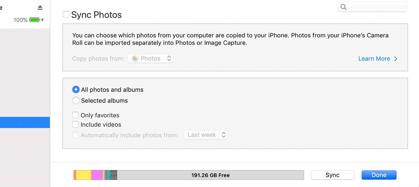 Backup de fotos do iTunes 2