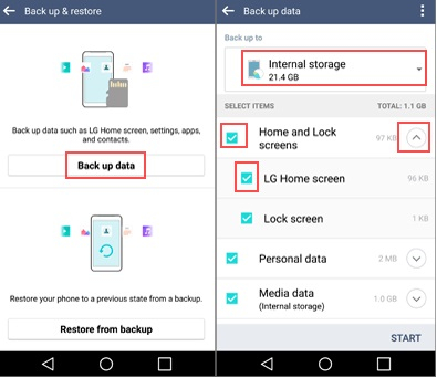 lg backup screen