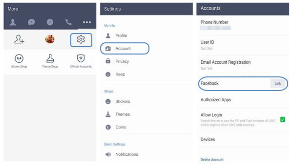 line account transfer with facebook 1