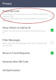 line messenger passcode lock