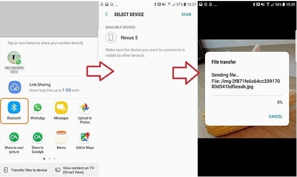 trasferire foto da Android a iPhone tramite Bluetooth