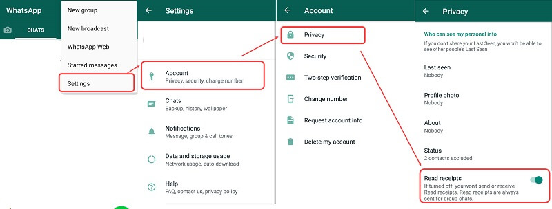 How to turn off blue tick on whatsapp