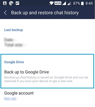 
restaurar el historial de chat de line con google drive 2