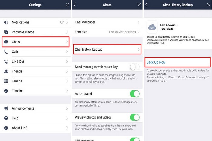 restore line chat history with iCloud 1