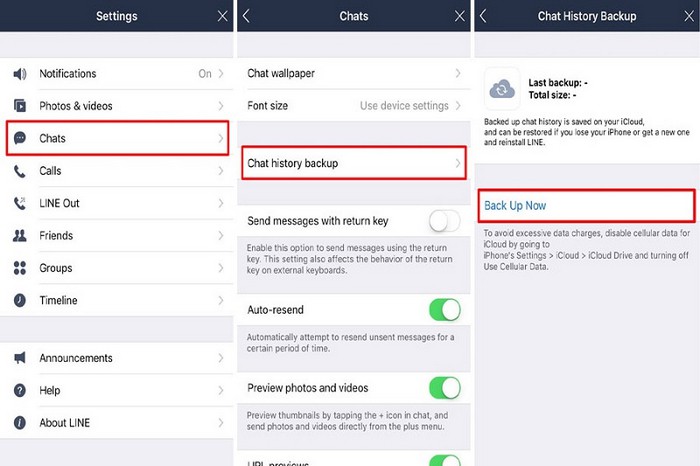 restaurar el historial de chat de line con iCloud 1