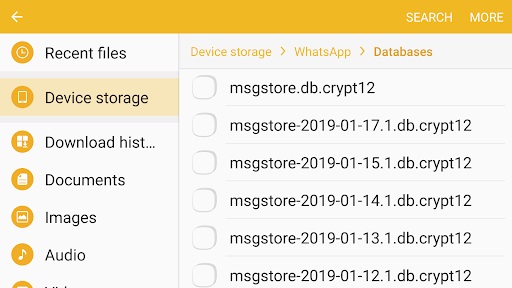 where is whatsapp data stored in touchcopy 16