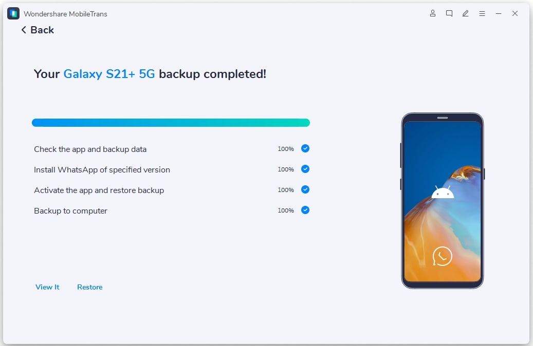 o backup foi concluído