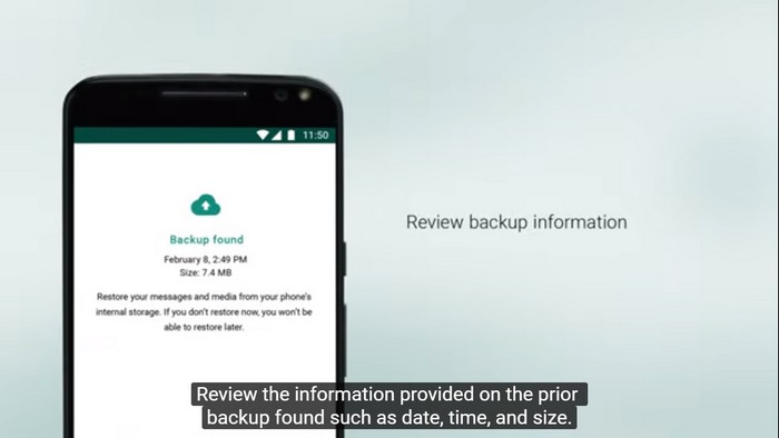 start restore WhatsApp backup