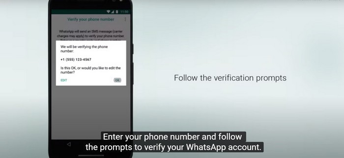 استعادة نسخة WhatsApp الاحتياطية تحقق من رقم الهاتف