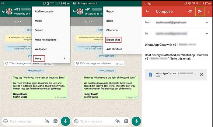 e-mail-chat aus whatsapp vom samsung auf das iphone übertragen