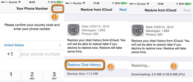 استعادة بيانات whatsapp من النسخ الاحتياطي على icloud 1