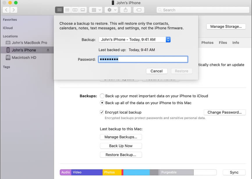 restoring iTunes backup - 7