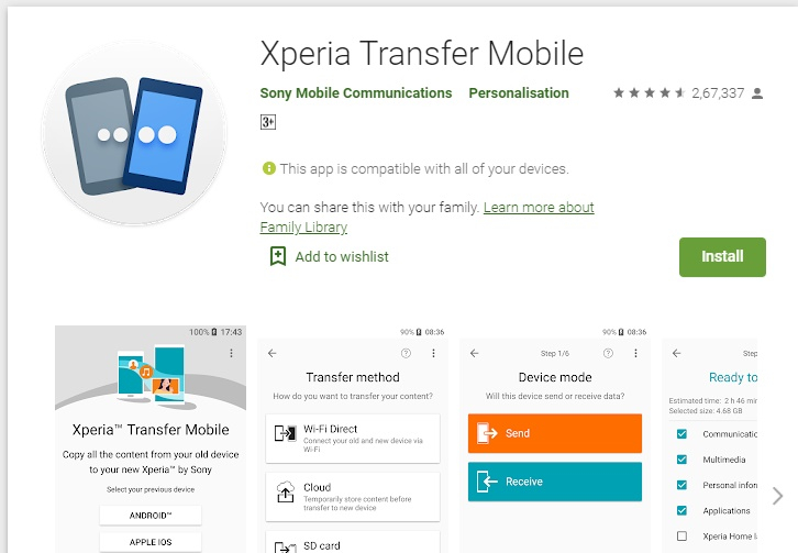 samsung to sony xperia transfer 2