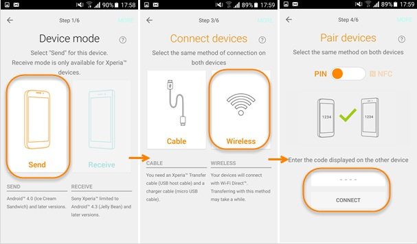 transferencia de samsung a sony xperia 3