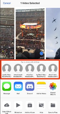 selectionner airdrop iphone