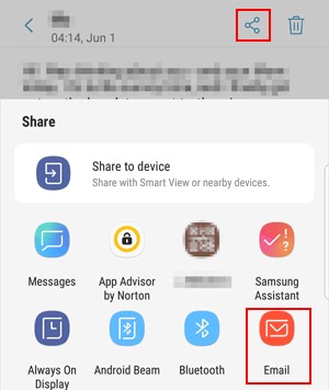 Übertragung von Textnachrichten von Samsung auf den Computer per E-Mail