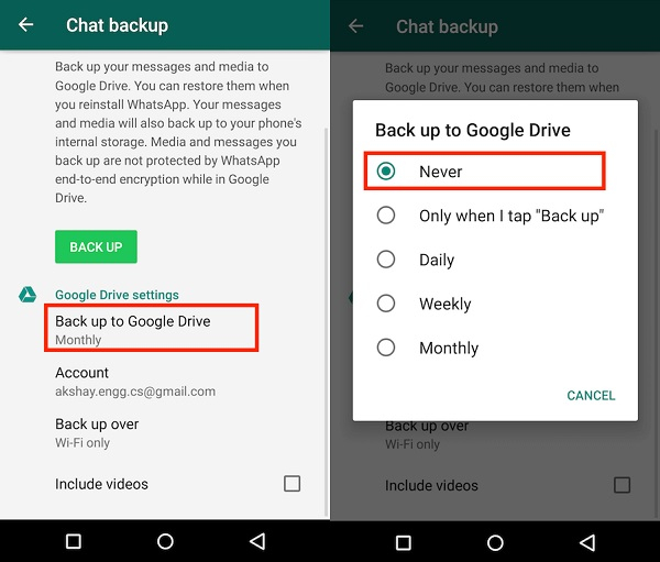 detener la copia de seguridad de whatsapp en iphone y android 5