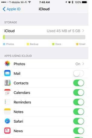 sync iphone to ipad using icloud