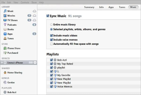 sincronizza la musica di iTunes