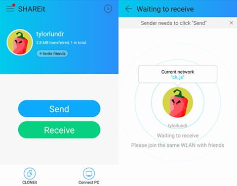 how to connect shareit iphone to android