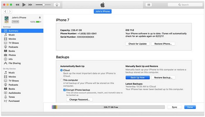 backup with iTunes