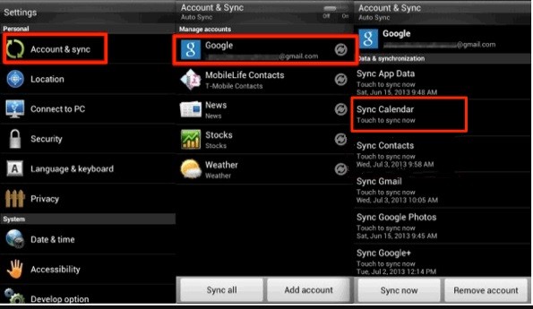 transfer kalender antar android google account