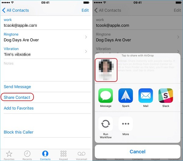 transfer contacts iphone to ipad 