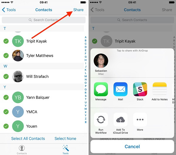 transférer les contacts sans icloud 9