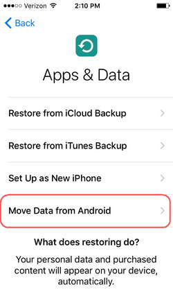 transfer data from sony to iphone 