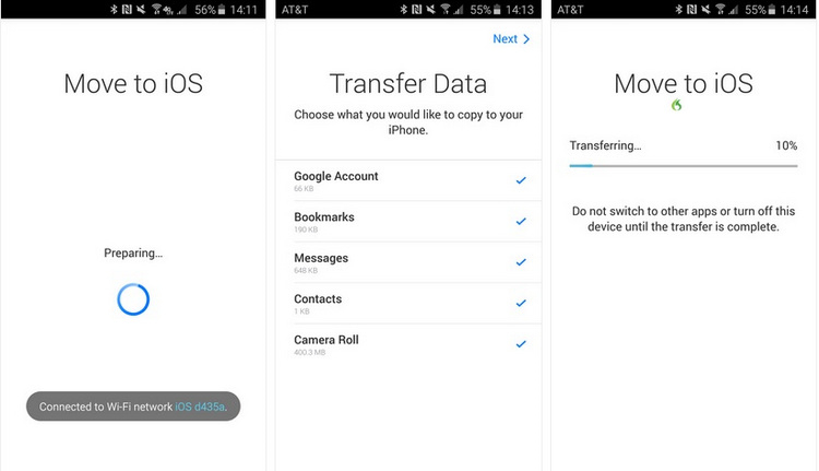 transfer data from sony to iphone 