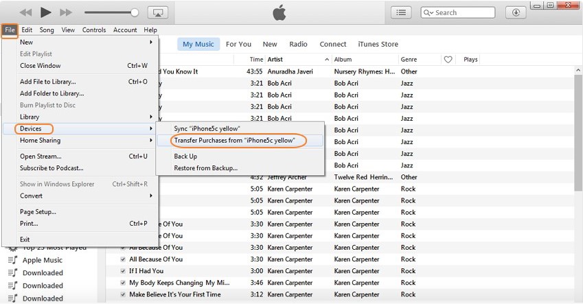 transfert de musique d'itunes 01