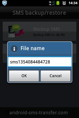 transferir sms entre android-nomeando o backup